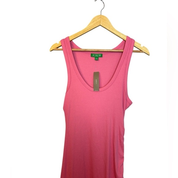 NWT J. Crew Ruched Midi Dress in Vintage Rib Flamingo Size Medium - Picture 4 of 8